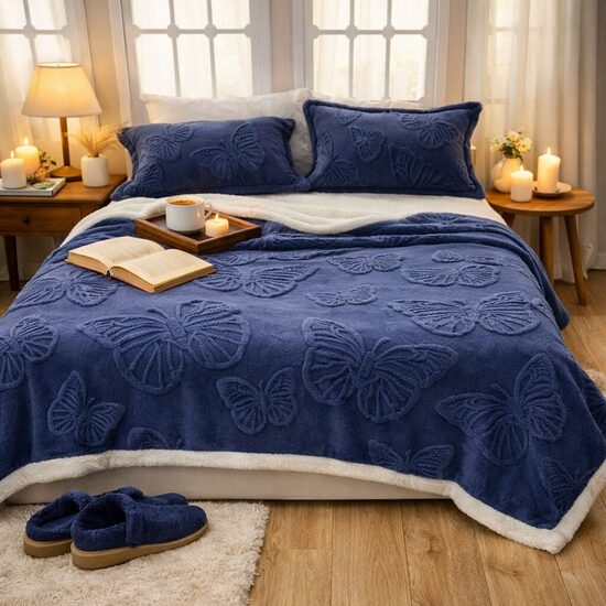 FILROW Soft & Warm pleds zilā krāsā 200 × 230cm